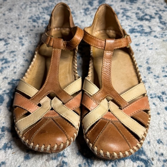 Pikolinos Sandals Womens 40 P. Vallarta T Straps Brown Leather Casual Brandy - Picture 7 of 8